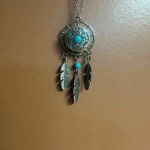 Silver and Turquoise Dreamcatcher Necklace